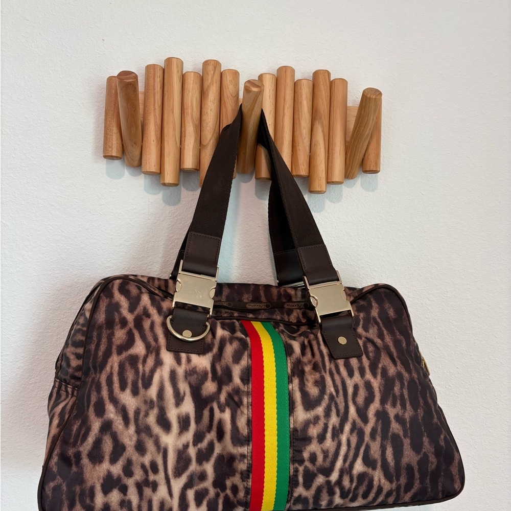 L.A.M.B. Collab Gwen Stefani X LeSportsac Rasta Leopard Large Duffle